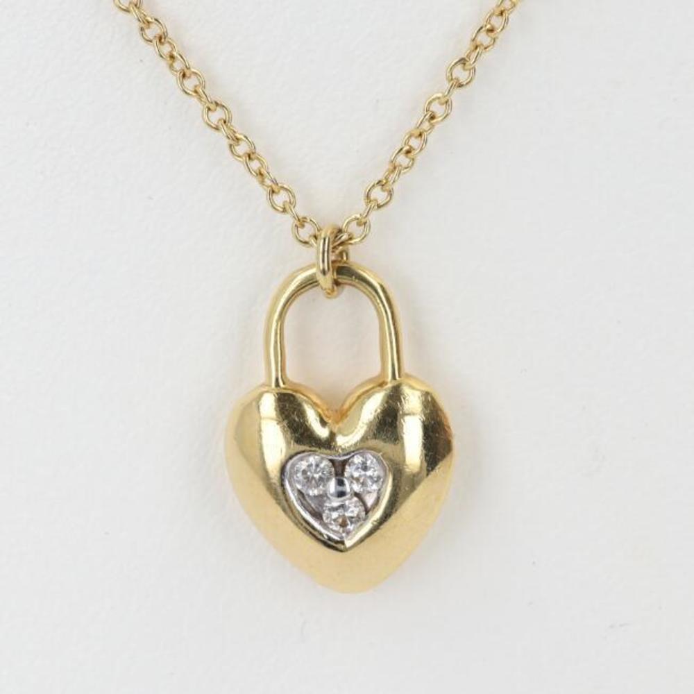 Tiffany Heart Lock Diamond Necklace Gold